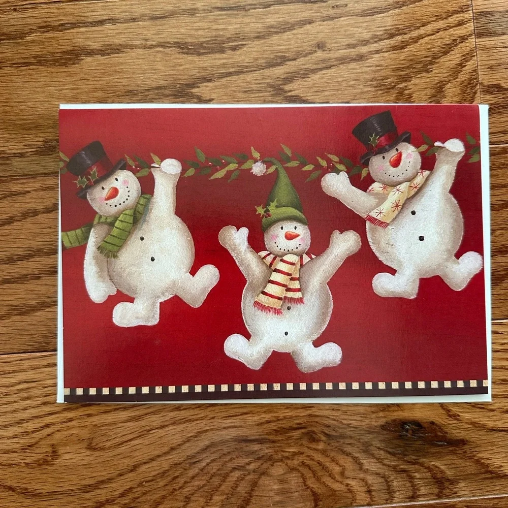 New 10 of Holiday Cards “3 Happy Snowman” with envelopes.